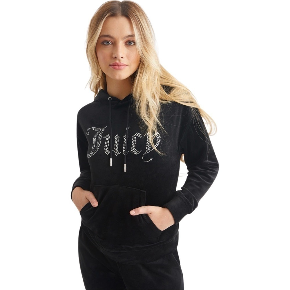 Juicy Couture | Oversized Big Bling Velour Hoodie in Black Licorice - Sz M (NWT) - Picture 8 of 9